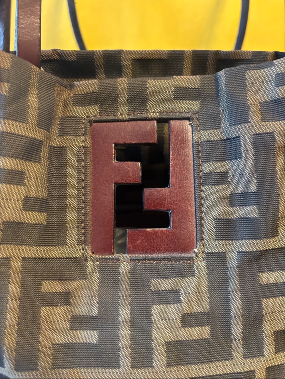 Fendi Brown Zucca Monogram Canvas Mini Tote with Leather Handles - Picture 3 of 16